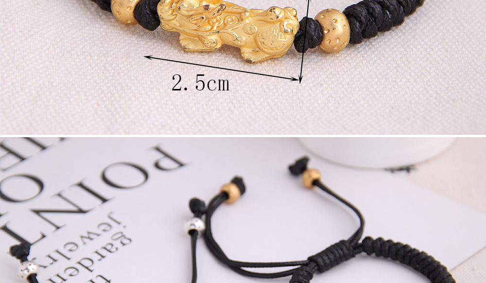 Fashion Golden Kirin Braided Round Bead Adjustable Bracelet,Fashion Bracelets