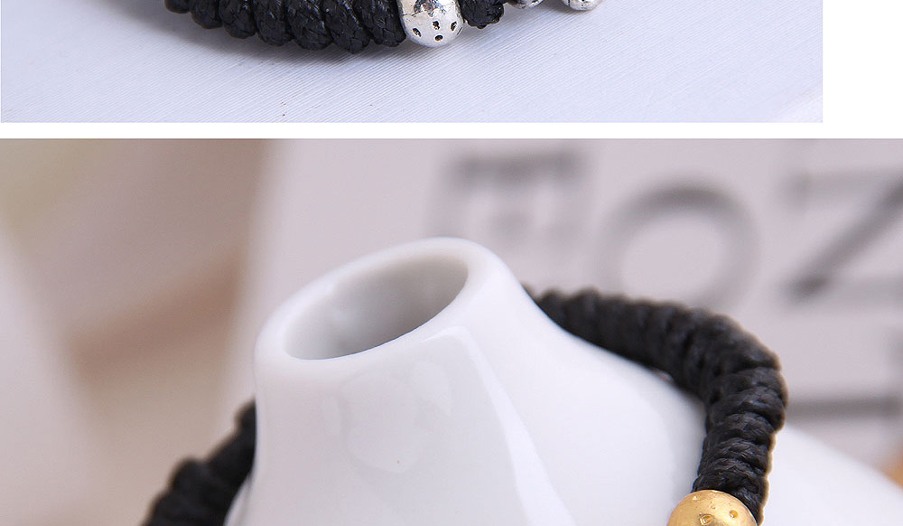 Fashion Silver Kirin Braided Round Bead Adjustable Bracelet,Fashion Bracelets