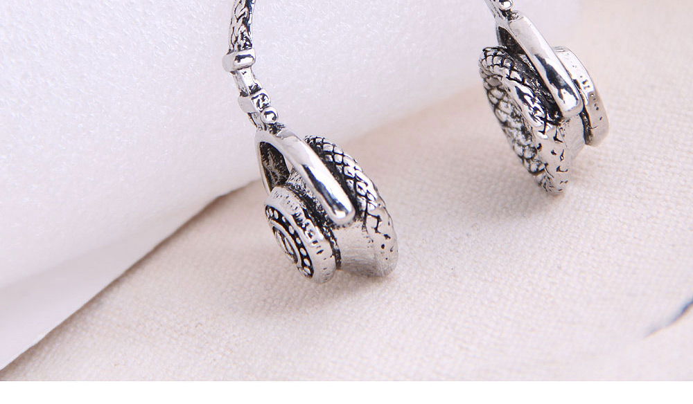 Fashion Silver Alloy Headphone Embossed Mens Necklace,Pendants