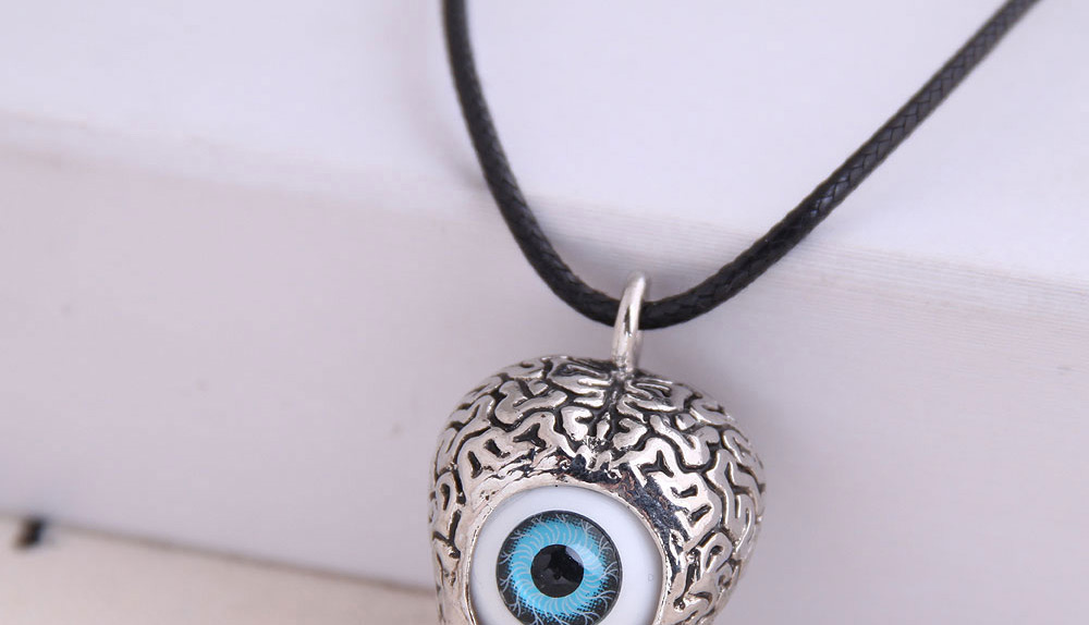 Fashion Silver Eyes Skull Alloy Embossed Mens Necklace,Pendants
