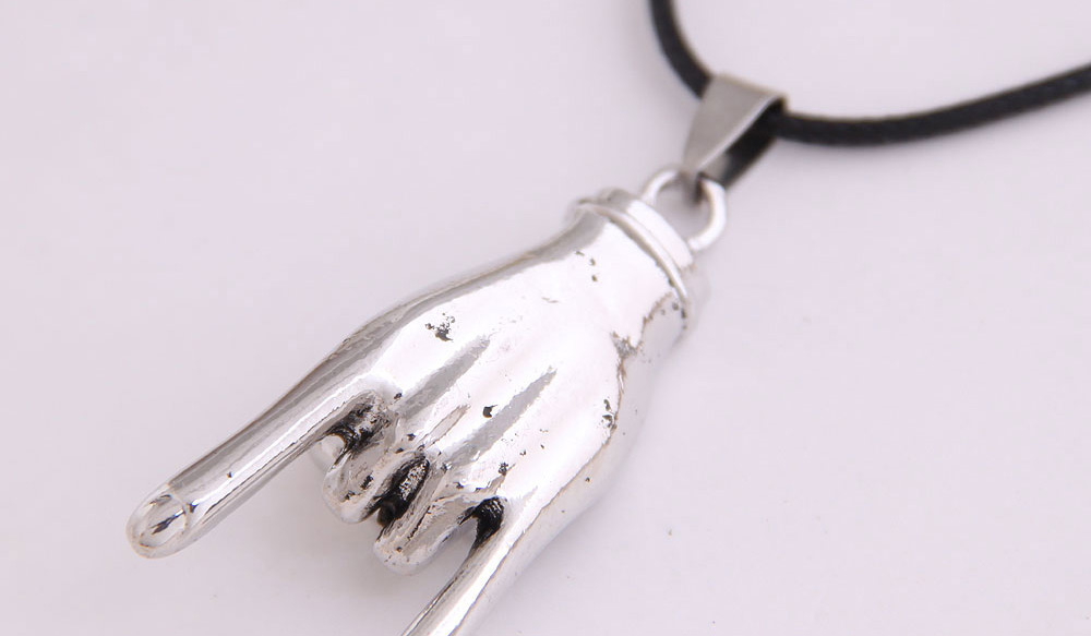 Fashion Silver Alloy Love You Gesture Embossed Mens Necklace,Pendants