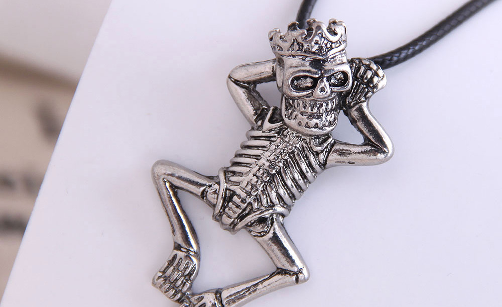 Fashion Silver Skull Alloy Embossed Mens Necklace,Pendants