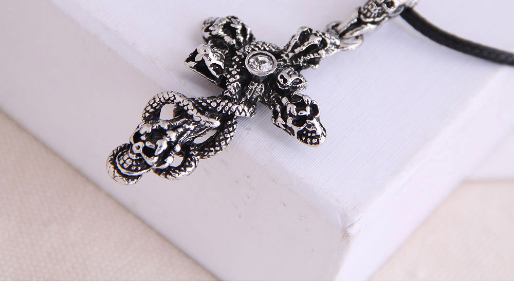 Fashion Silver Skull Cross Diamond Necklace For Men,Pendants