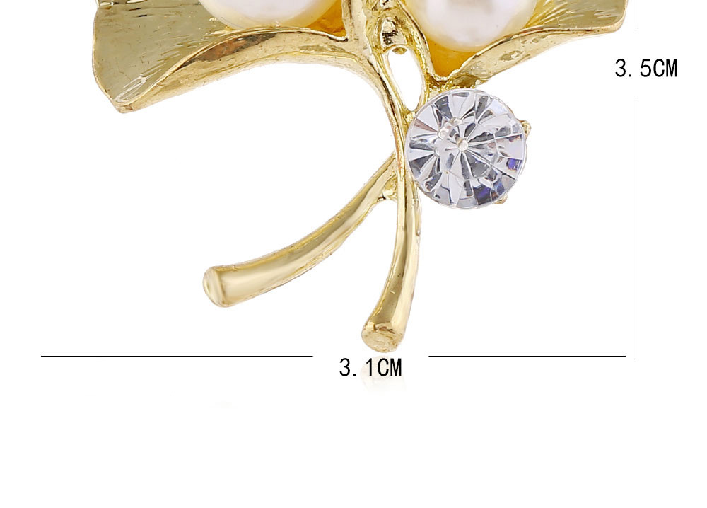 Fashion Silver Pearl And Diamond Ginkgo Leaf Alloy Brooch,Korean Brooches