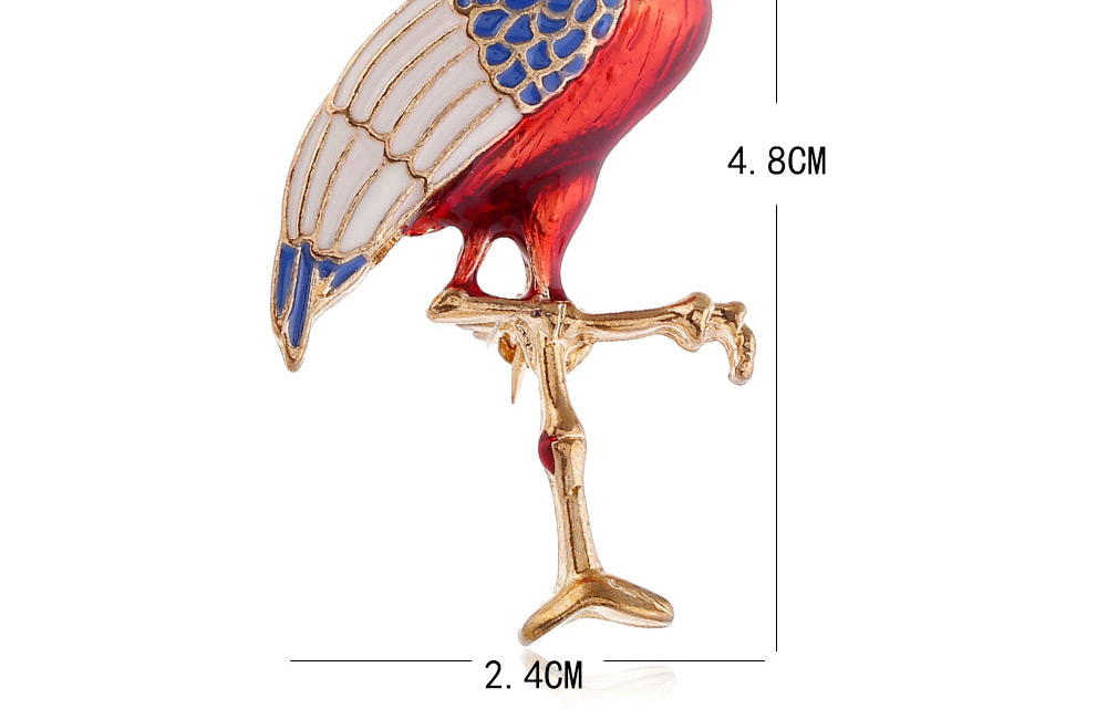 Fashion Red Flamingo Oil Drop And Diamond Contrast Brooch,Korean Brooches