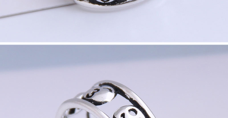 Fashion Silver Smiley Face Expression Hollow Wide Open Ring,Fashion Rings