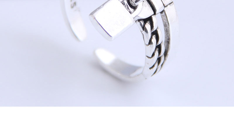 Fashion Silver Chain Lock Hollow Hollow Wide-open Ring,Fashion Rings