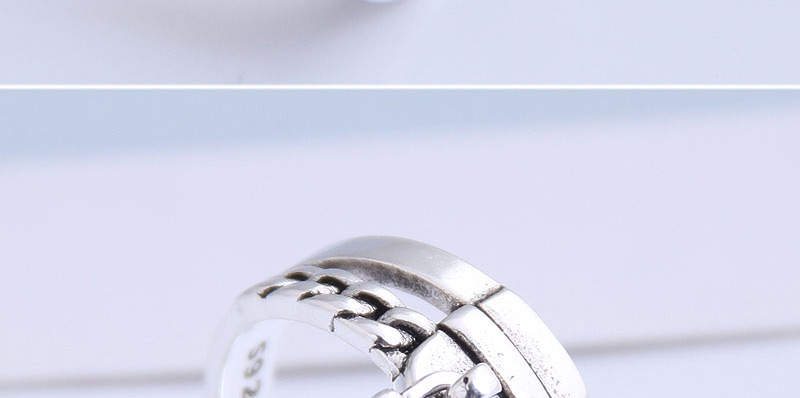Fashion Silver Chain Lock Hollow Hollow Wide-open Ring,Fashion Rings