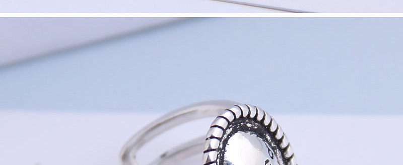 Fashion Silver Geometric Round Letter Relief Openwork Ring,Fashion Rings