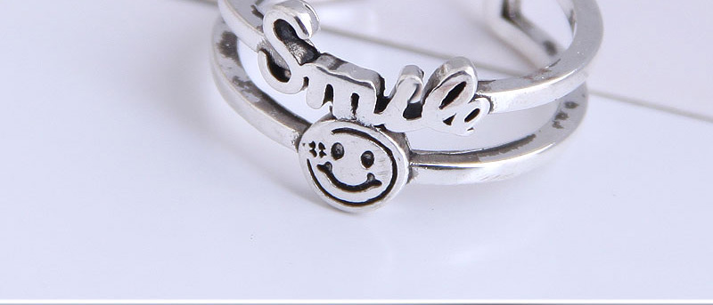 Fashion Silver Smiley Letter Hollow Alloy Open Ring,Fashion Rings