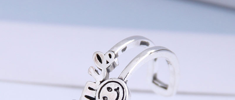 Fashion Silver Smiley Letter Hollow Alloy Open Ring,Fashion Rings