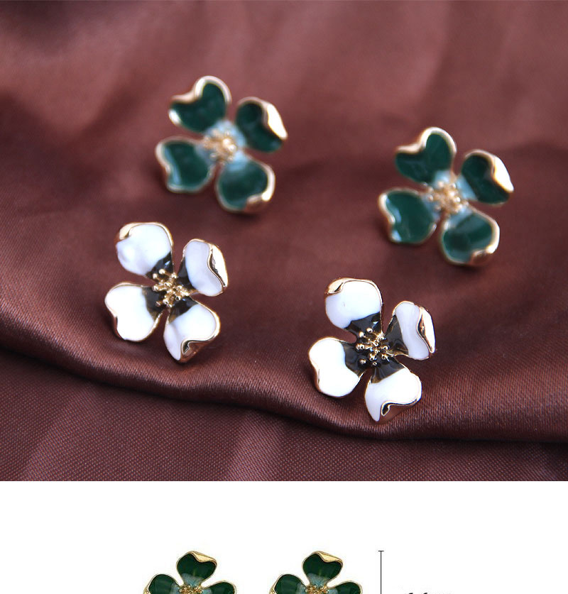 Fashion Dark Green Four-leaf Clover Alloy Drop Earrings,Fashion Rings