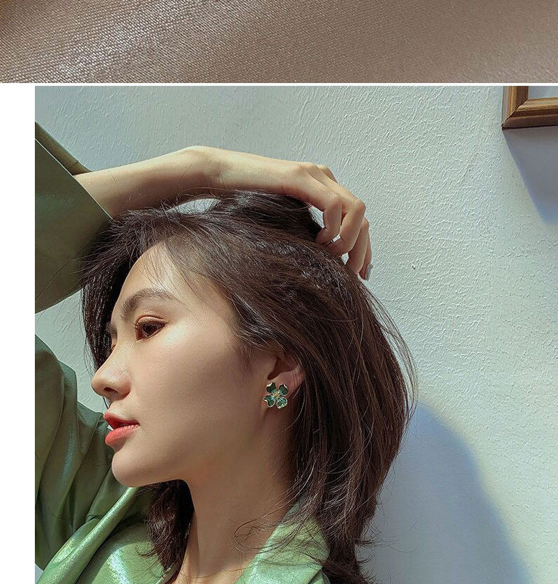 Fashion Dark Green Four-leaf Clover Alloy Drop Earrings,Fashion Rings