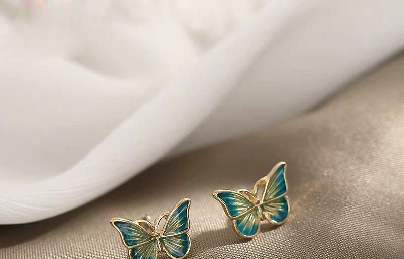 Fashion Blue Dripping Alloy Butterfly Earrings,Fashion Rings