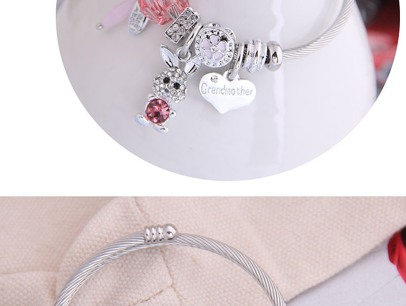 Fashion Red Diamond-shaped Letter Love Rabbit Geometric Bracelet,Fashion Bangles
