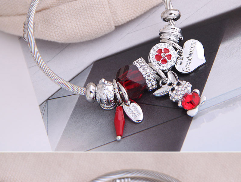 Fashion Pink Diamond-shaped Letter Love Rabbit Geometric Bracelet,Fashion Bangles