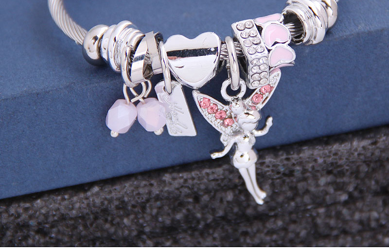 Fashion Pink Diamond-shaped Love Angel Geometric Alloy Bracelet,Fashion Bangles