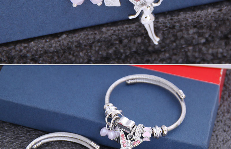 Fashion White Diamond-shaped Love Angel Geometric Alloy Bracelet,Fashion Bangles