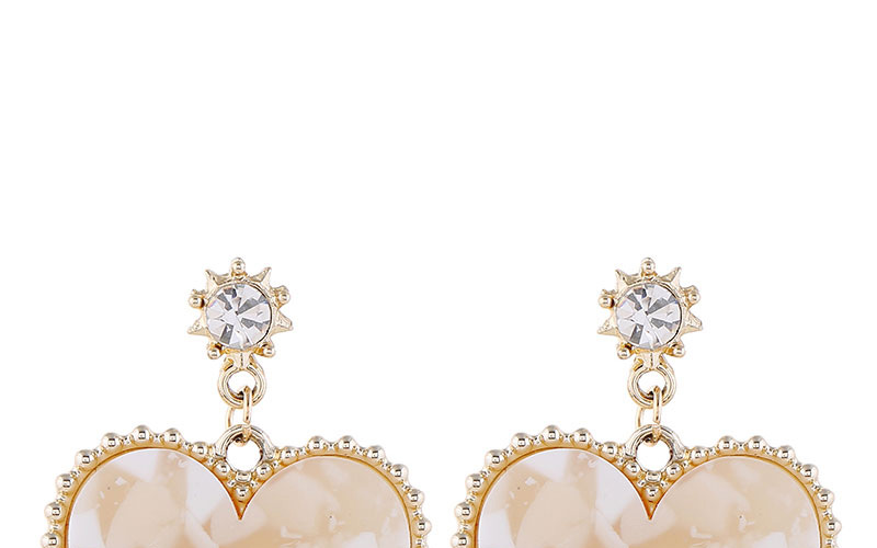 Fashion Golden Heart-shaped Diamond Resin Earrings,Stud Earrings