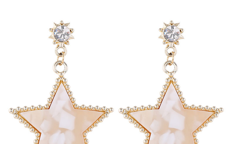 Fashion Golden Diamond Five-pointed Star Resin Alloy Earrings,Stud Earrings