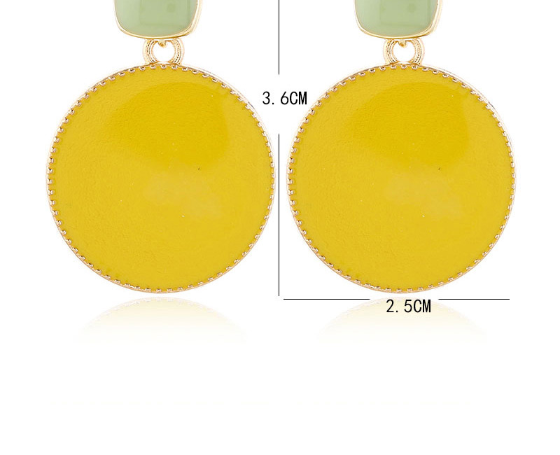 Fashion Yellow Oil Drop Hit Color Geometric Round Alloy Earrings,Stud Earrings