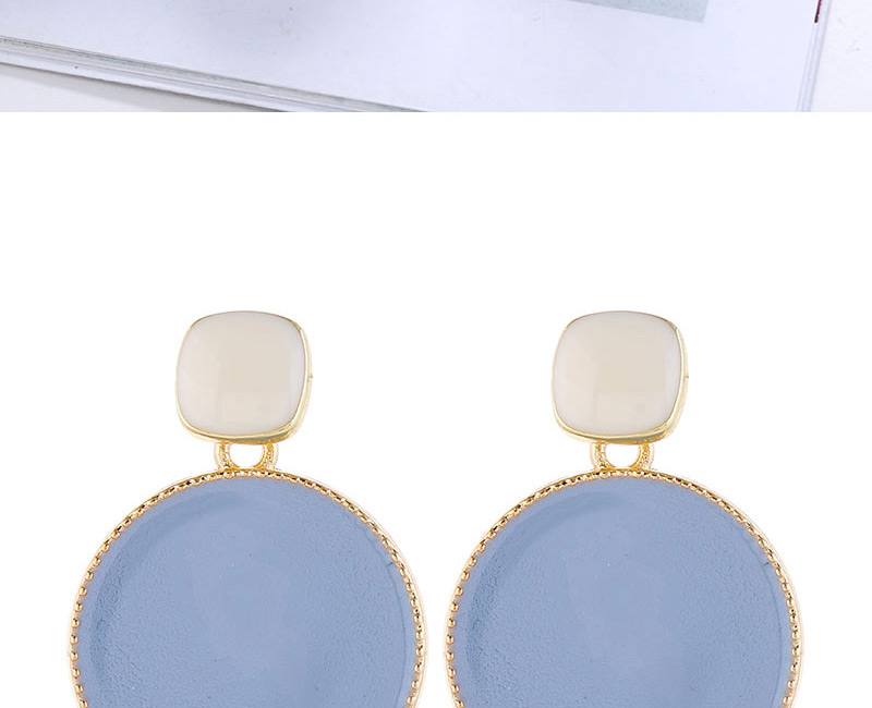 Fashion Blue Oil Drop Hit Color Geometric Round Alloy Earrings,Stud Earrings