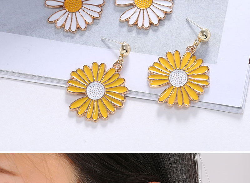 Fashion Yellow Oil Dropping Daisy Alloy Earrings,Stud Earrings
