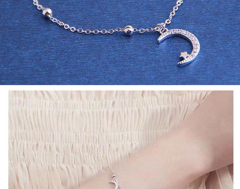 Fashion Silver Starfish Moon Diamond Bead Alloy Bracelet,Fashion Bracelets