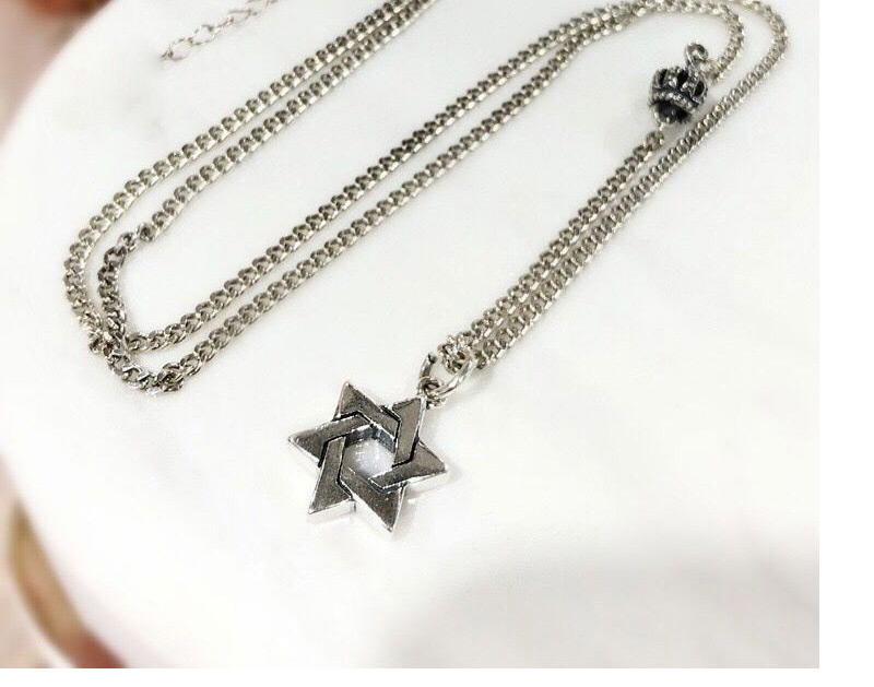 Fashion Silver Six Star Mandrel Crown Hollow Alloy Necklace,Pendants