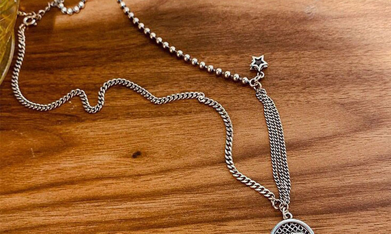 Fashion Silver Baby Elephant Geometric Round Five-pointed Star Alloy Necklace,Pendants