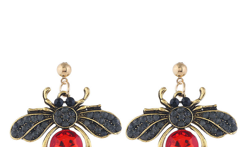 Fashion Black Diamond Ladybug Hollow Earrings,Stud Earrings