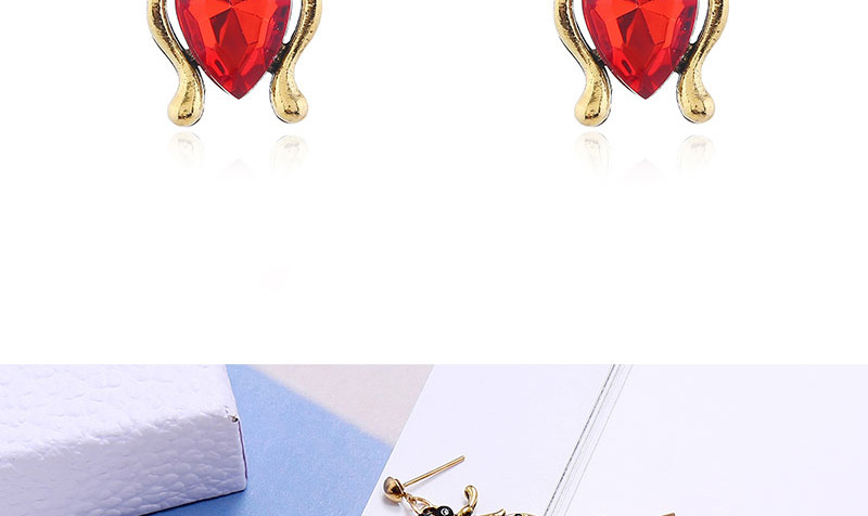 Fashion Blue Diamond Ladybug Hollow Earrings,Stud Earrings