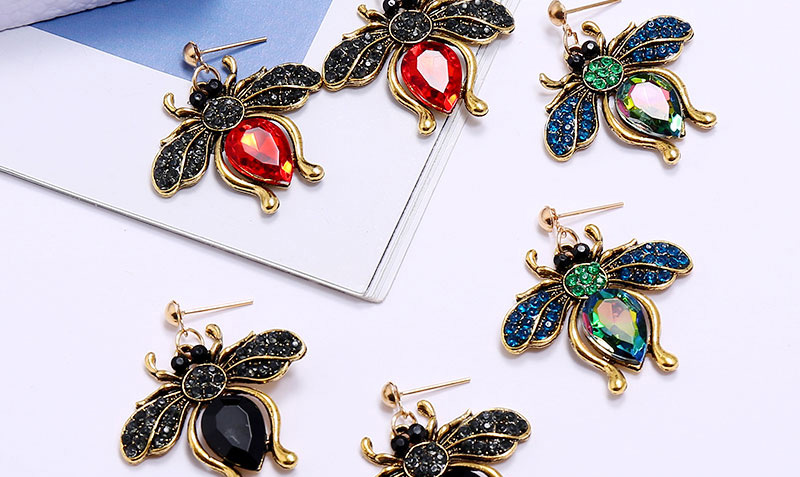 Fashion Black Diamond Ladybug Hollow Earrings,Stud Earrings