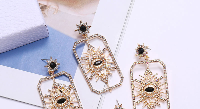 Fashion Colored Diamonds Diamond Eyelet Hollow Alloy Earrings,Stud Earrings