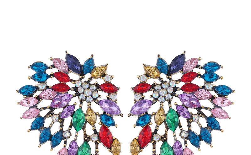 Fashion Golden Diamond-shaped Flower Geometric Hollow Alloy Earrings,Stud Earrings