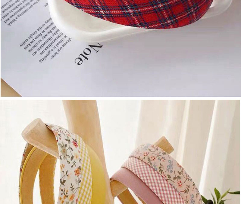 Fashion Beige Houndstooth Printed Cloth Clothing Wide-brimmed Headband,Head Band