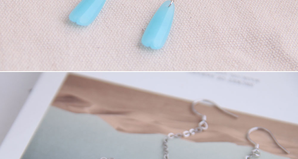 Fashion Blue Resin Drip Chain Alloy Earrings,Drop Earrings