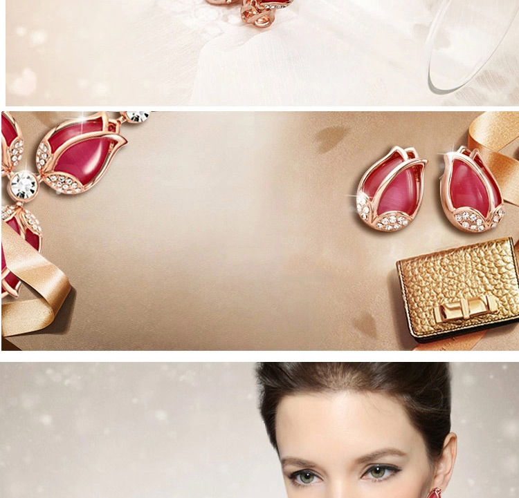 Fashion Red Tulip Opal Alloy Bracelet,Fashion Bracelets
