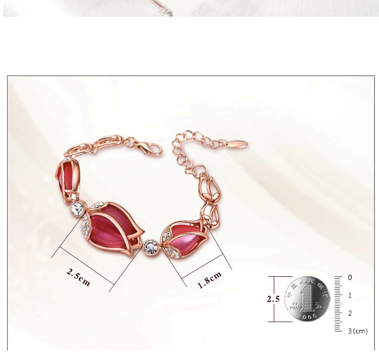 Fashion Red Tulip Opal Alloy Bracelet,Fashion Bracelets