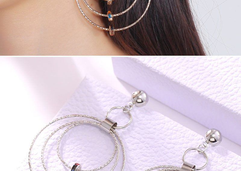 Fashion Golden Alloy Geometric Round Multi-layer Earrings,Stud Earrings