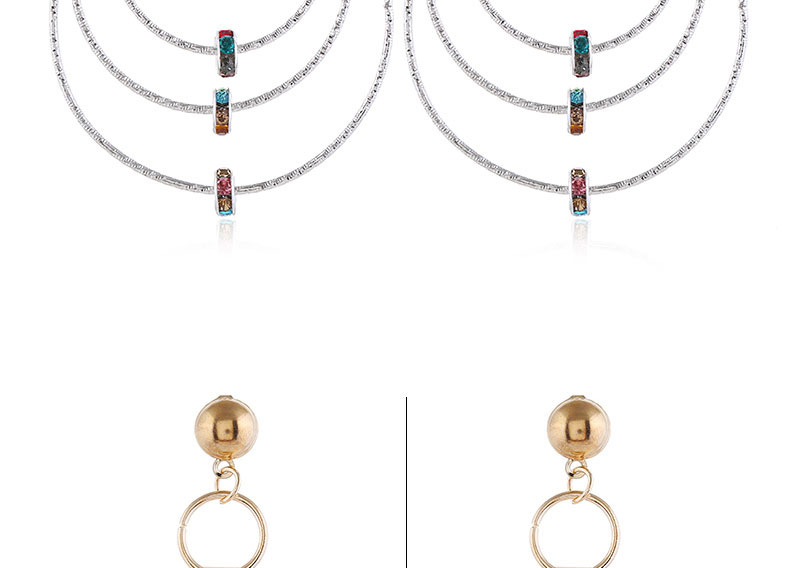 Fashion Golden Alloy Geometric Round Multi-layer Earrings,Stud Earrings