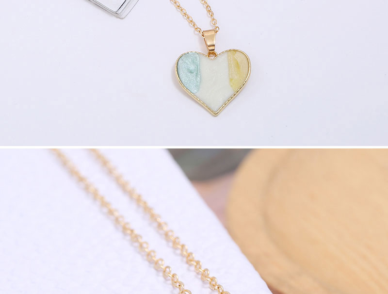 Fashion White Blue Love Dropping Alloy Contrast Necklace,Pendants