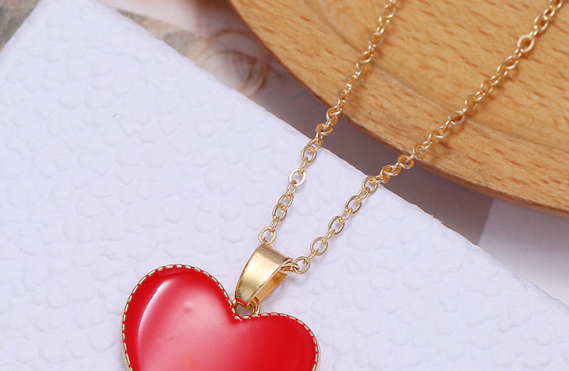Fashion Red Contrast Love Dropping Alloy Necklace,Pendants