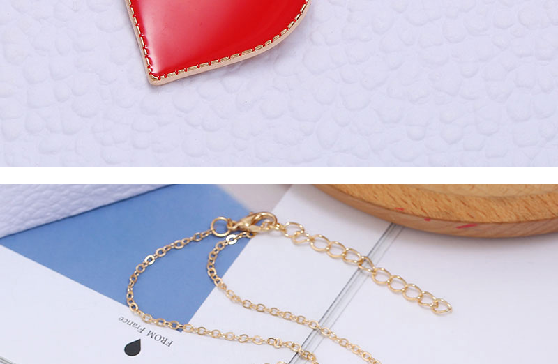 Fashion Red Contrast Love Dropping Alloy Necklace,Pendants