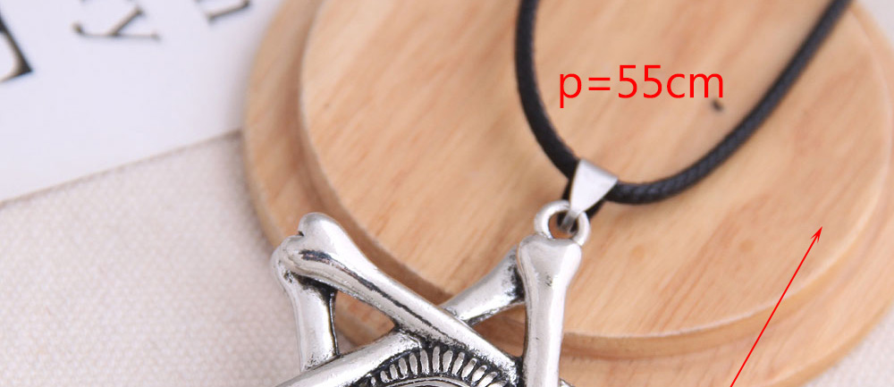 Fashion Silver Eye Five-pointed Star Alloy Hollow Mens Necklace,Pendants