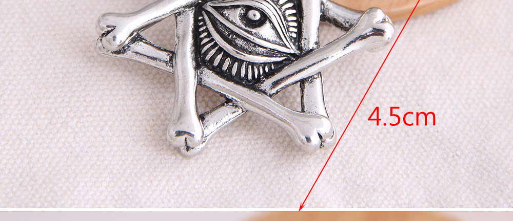 Fashion Silver Eye Five-pointed Star Alloy Hollow Mens Necklace,Pendants