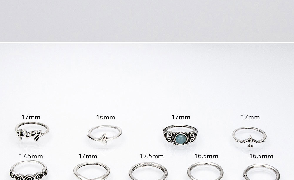 Fashion Silver Aircraft Opal Letters Love Heart Shape Ring Set,Rings Set