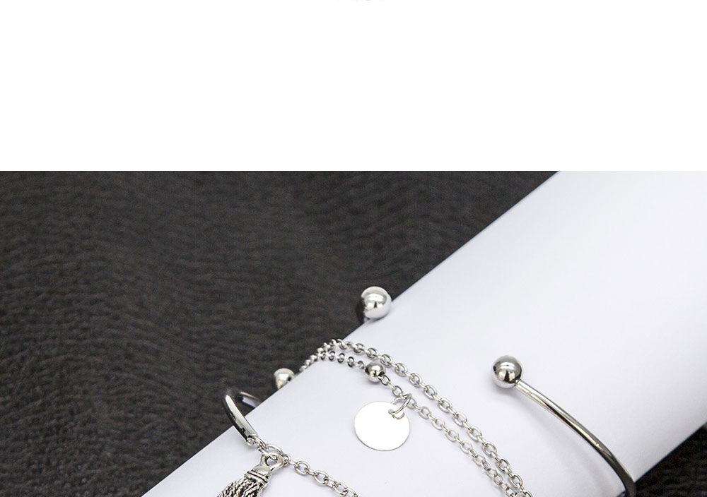 Fashion Silver Chain Tassel Round Alloy Multi-layer Bracelet,Fashion Bracelets