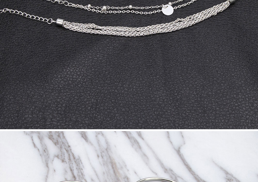 Fashion Silver Chain Tassel Round Alloy Multi-layer Bracelet,Fashion Bracelets
