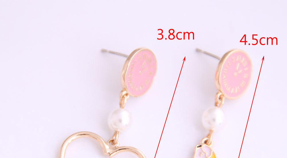 Fashion Pink Asymmetrical Oil Drop Pearl Princess Alloy Earrings,Stud Earrings